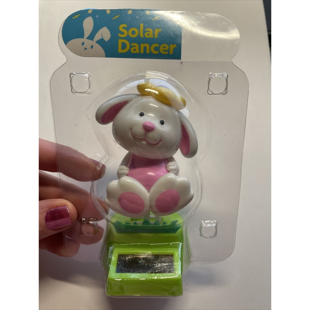 New CUTE Girl Bunny Rabbit solar dancer Spring Summer EASTER Bobble Head Toy!